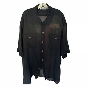 Black and in dress shirt